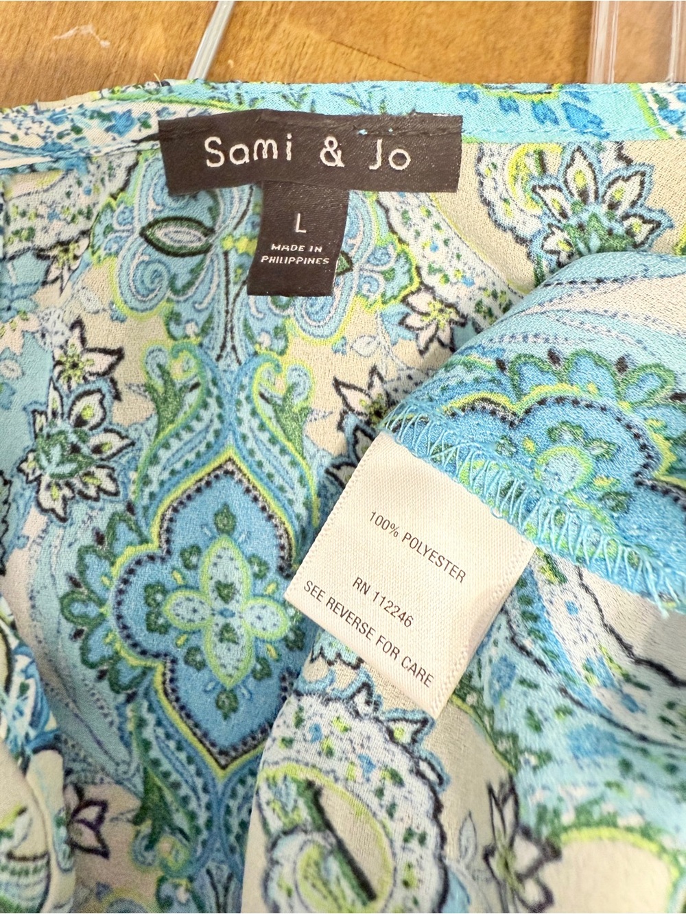 #18)  Sami & Jo Blue Paisley Ruffle-Sleeve Blouse - Picture 6 of 6